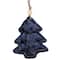 Cheetah Print Velvet Tree Christmas Ornament - 4" - Blue and Black